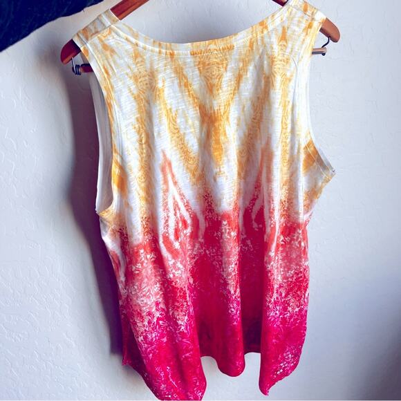 Time & Tru Plus Size Women's Sleeveless Tie-Dye Embellished Top 2XL - Picture 5 of 9